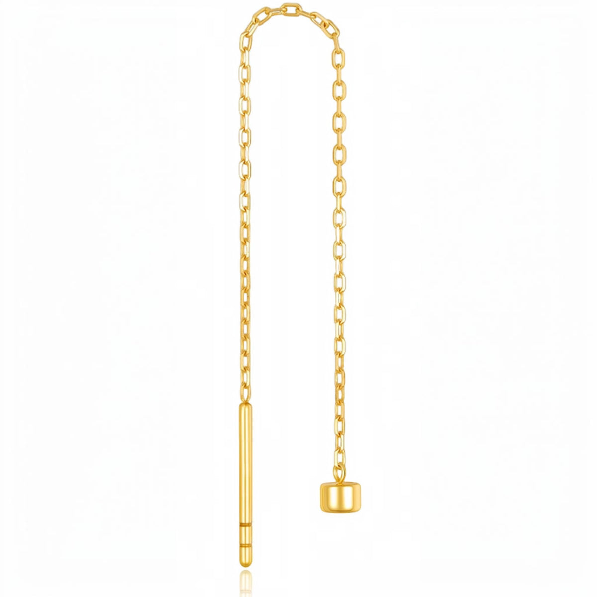 18K Gold Minimal Threader Stud Dangle Earrings