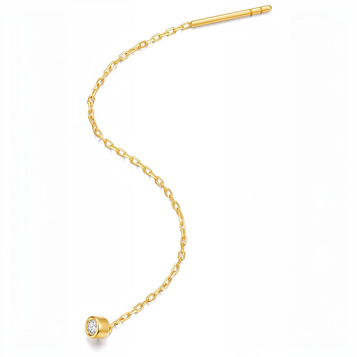 18K Gold Minimal Threader Stud Dangle Earrings