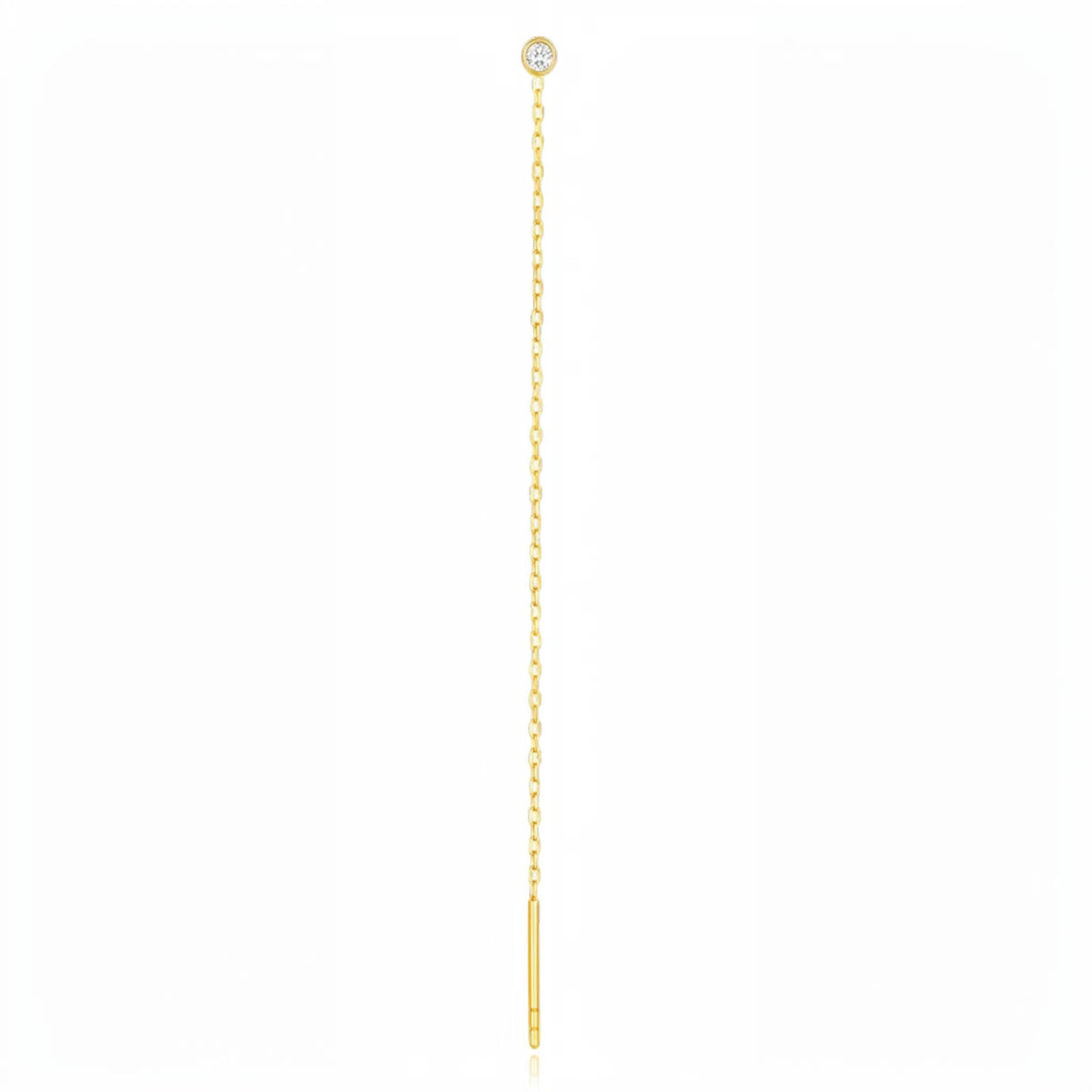 18K Gold Minimal Threader Stud Dangle Earrings
