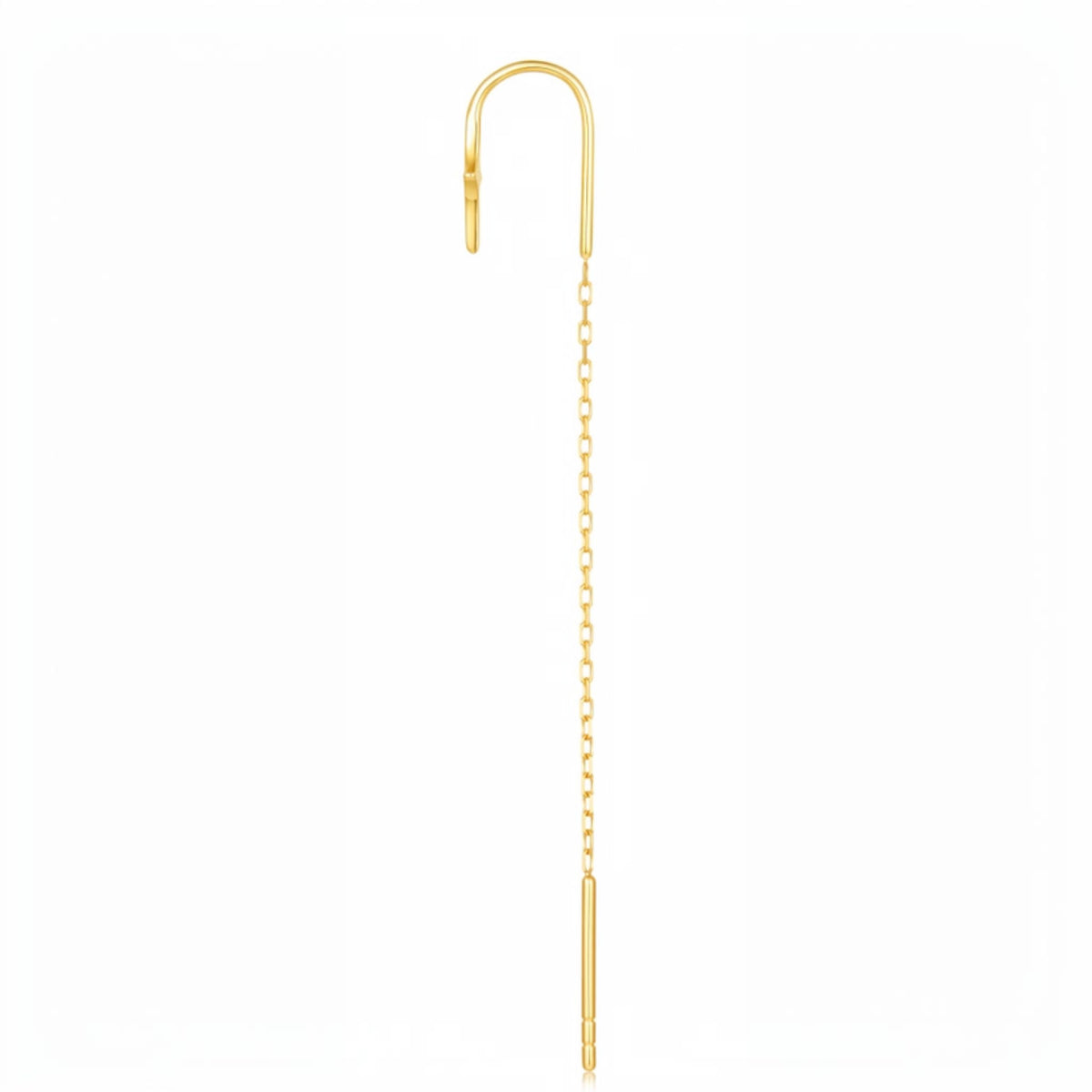 18K Gold Minimal Threader Stud Dangle Earrings
