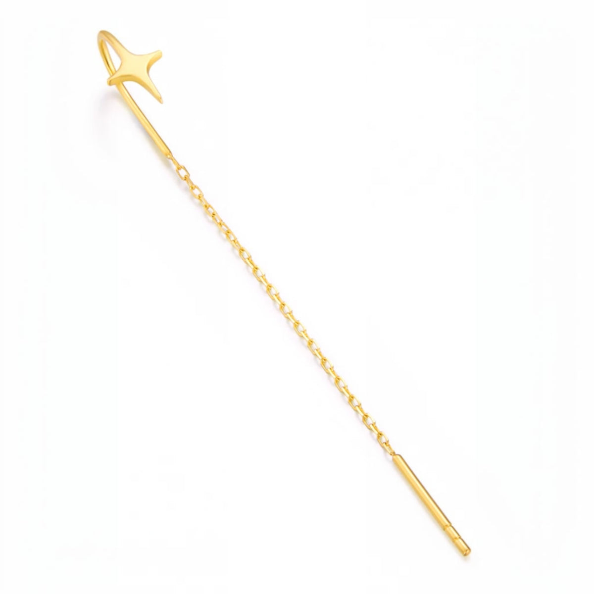 18K Gold Minimal Threader Stud Dangle Earrings