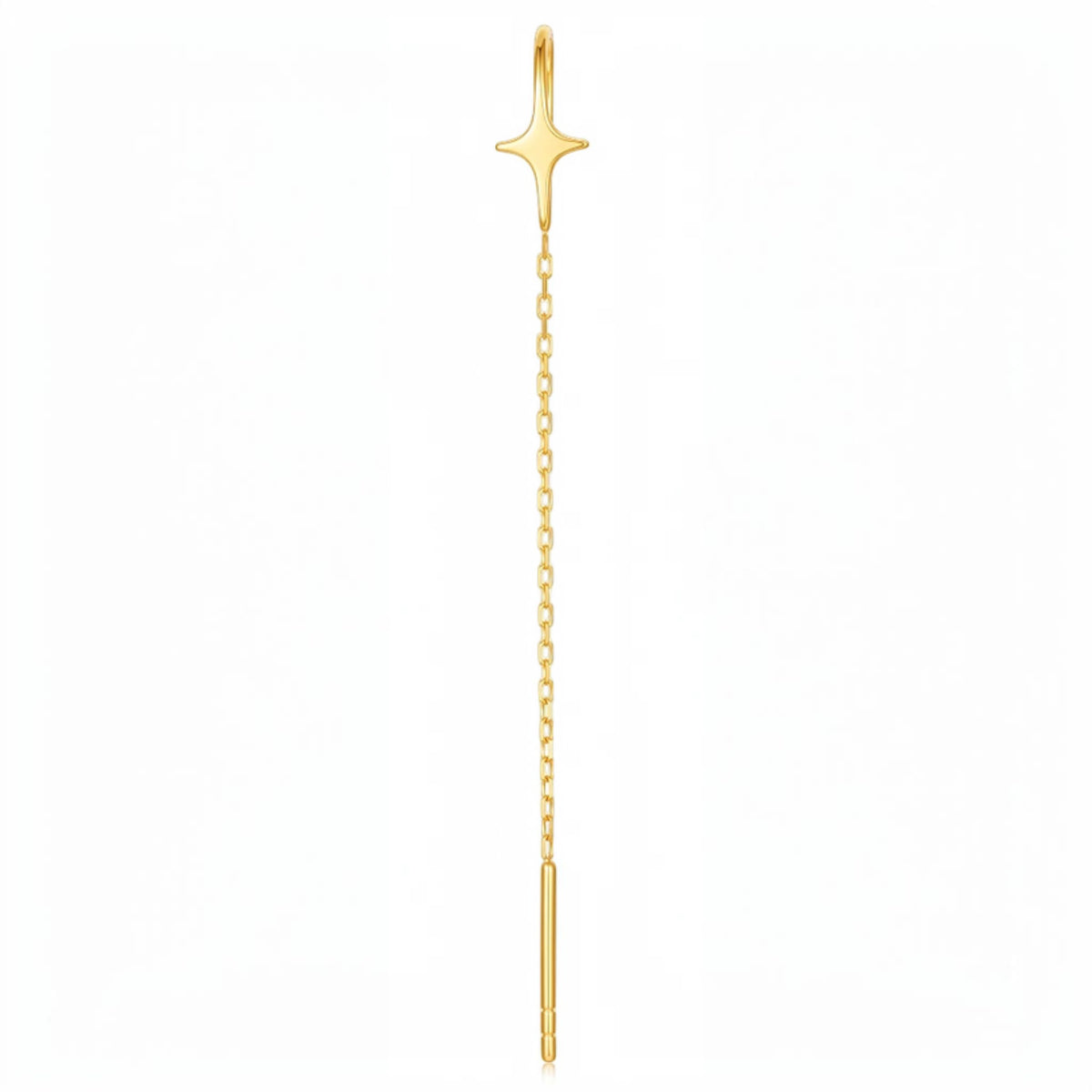 18K Gold Minimal Threader Stud Dangle Earrings