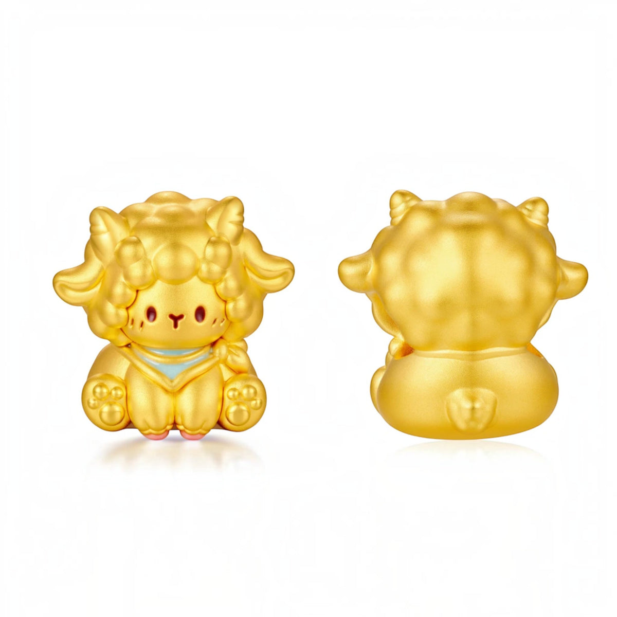 24k 999 Gold Cute Zodiac Year of the Sheep Spacer D.I.Y Charm