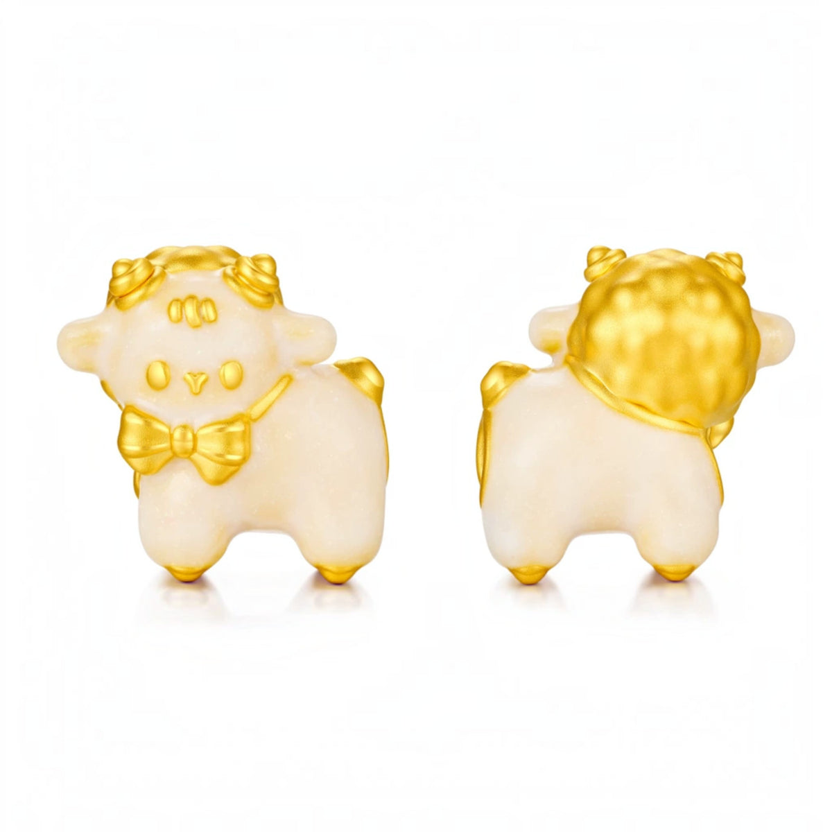 24k 999 Gold Cute Zodiac Year of the Sheep Spacer D.I.Y Charm