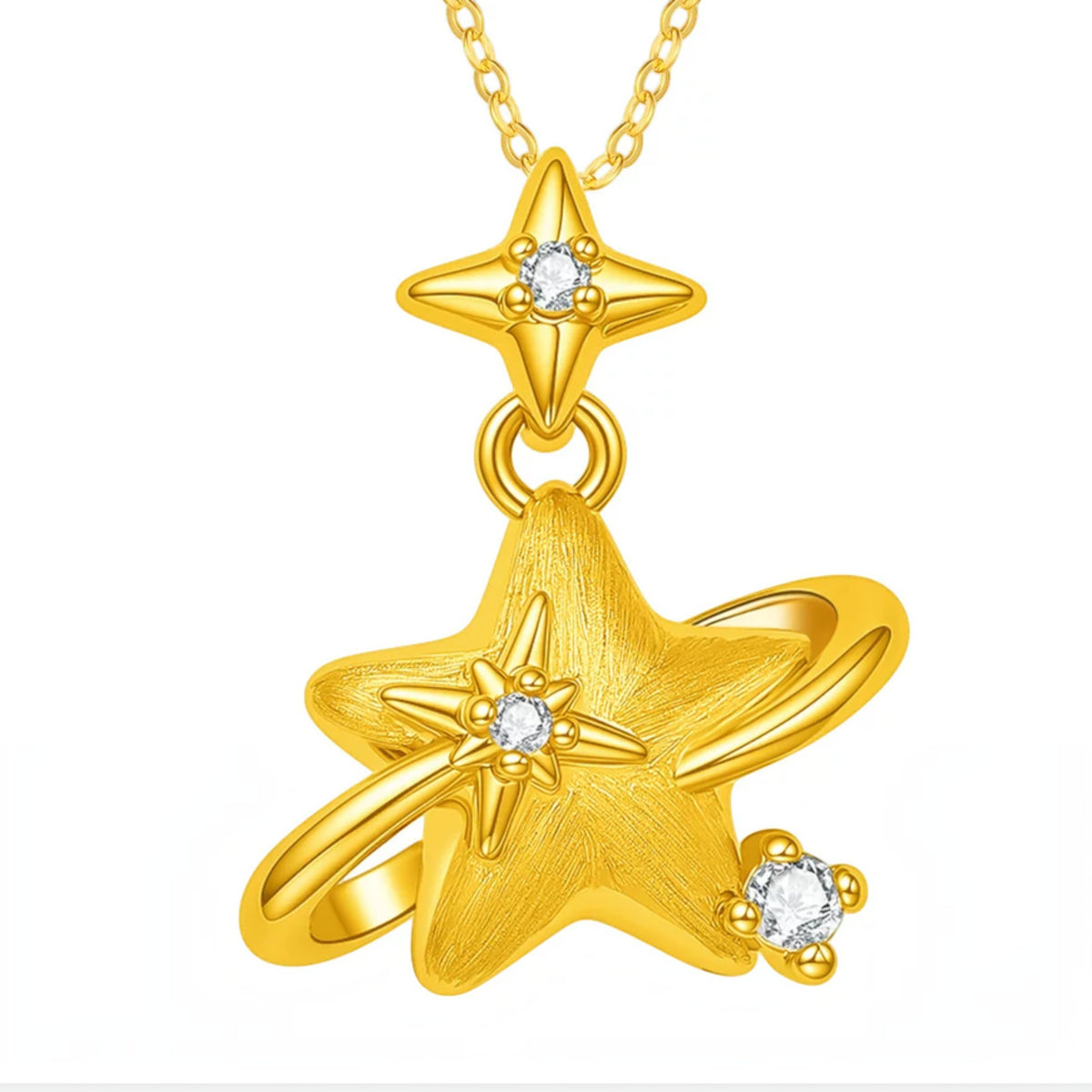 24K Gold Galaxy Star Charm Pendant