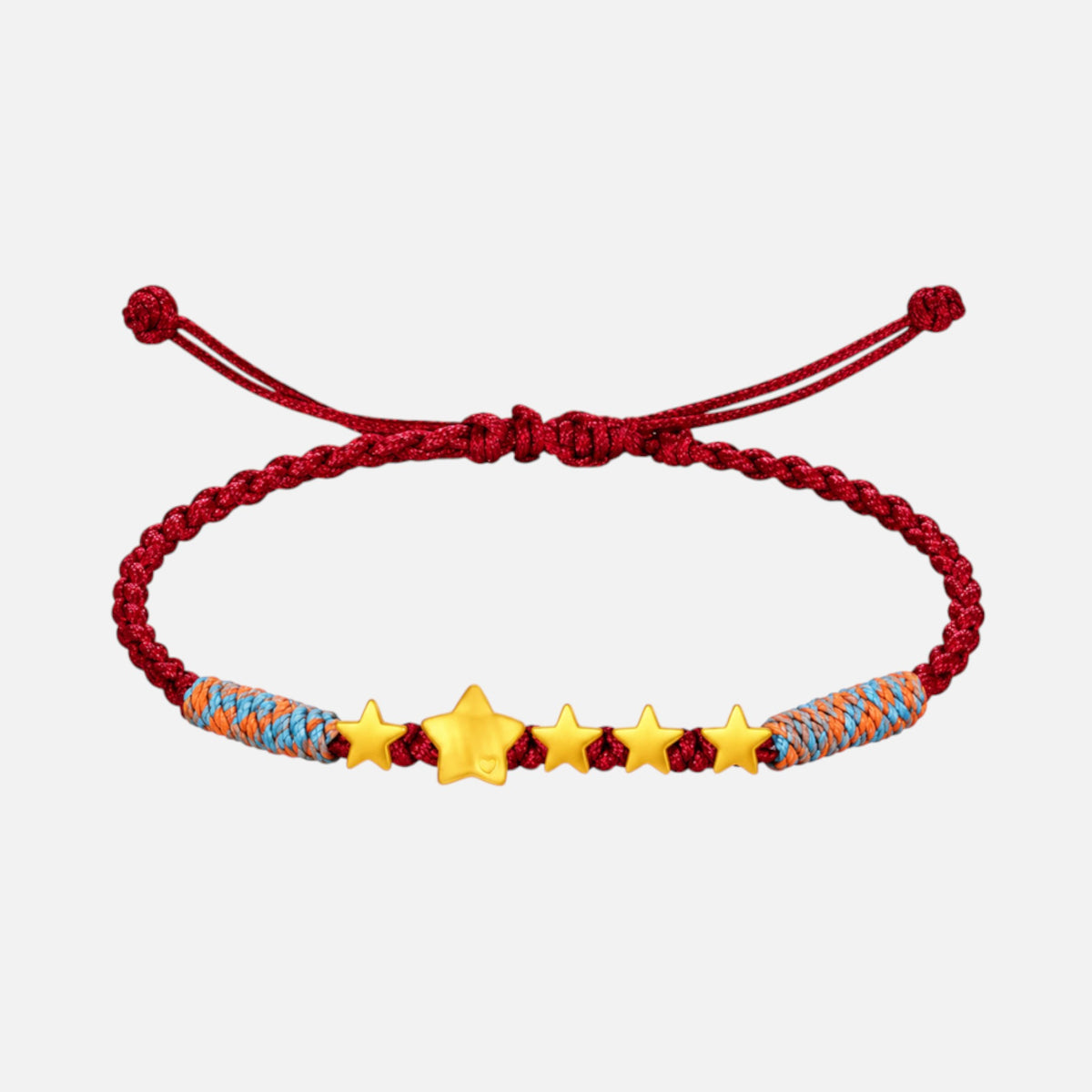 24k 999 Gold Star Charm Cord Adjustable Bracelet