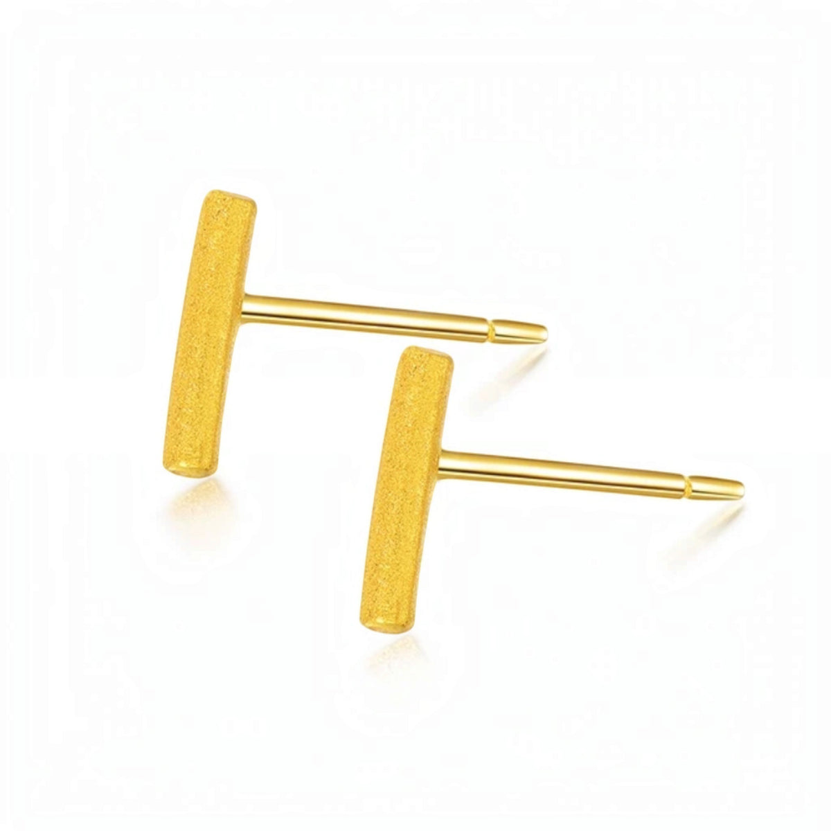 Genuine 24K Gold Minimal Style Bar Stud Earrings