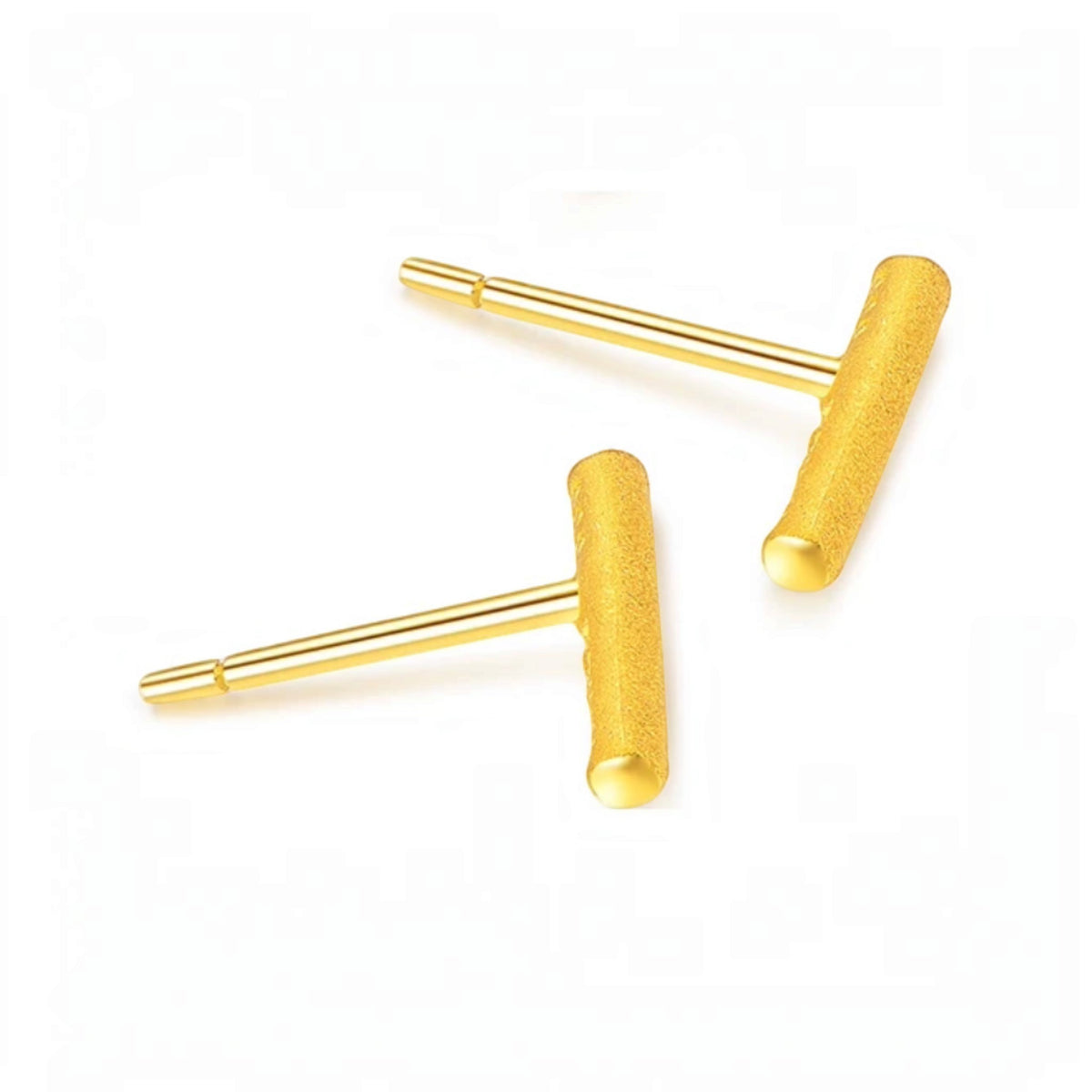 Genuine 24K Gold Minimal Style Bar Stud Earrings