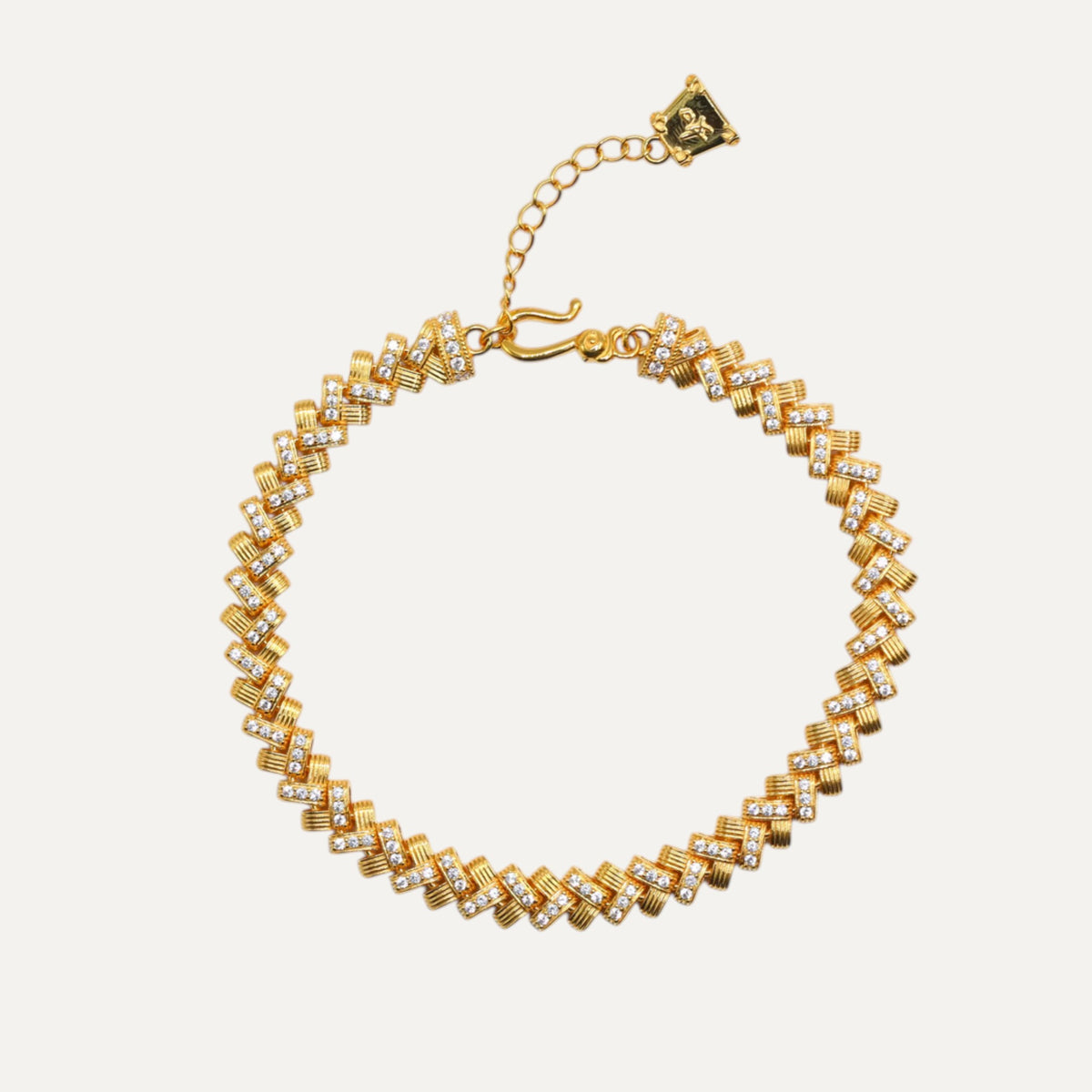 18k Fine Gold Wide Zircon Fashion Bracelet