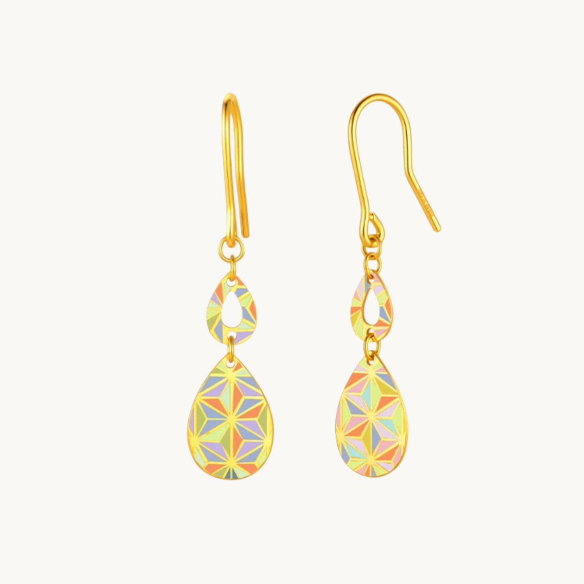 Genuine 24K Gold Drop Dangle Hook Earrings