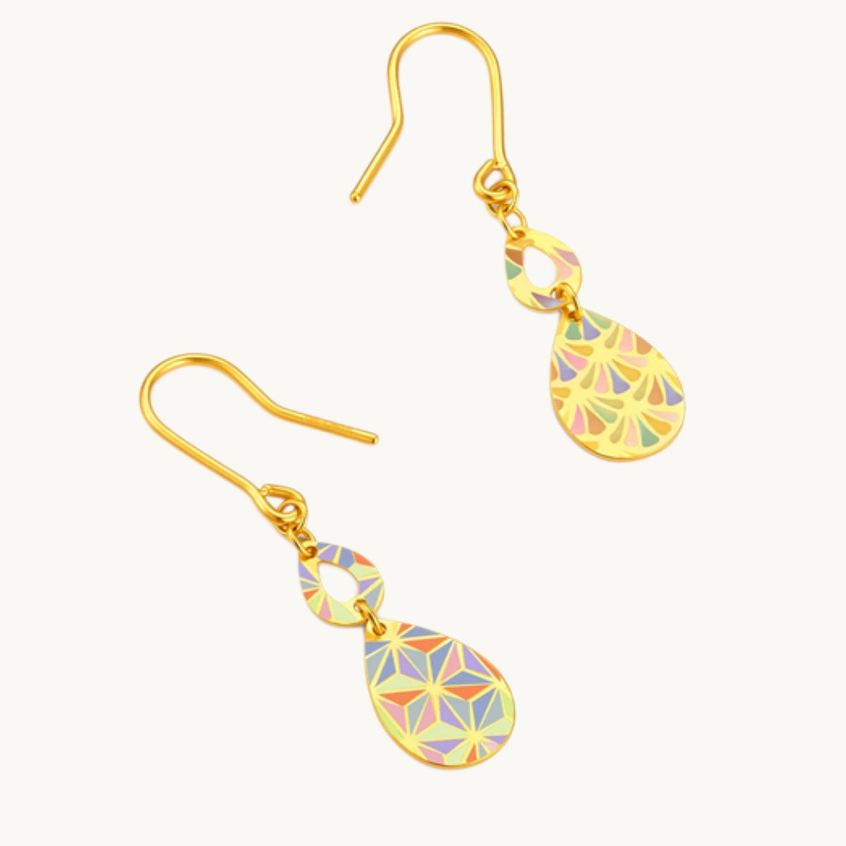 Genuine 24K Gold Drop Dangle Hook Earrings