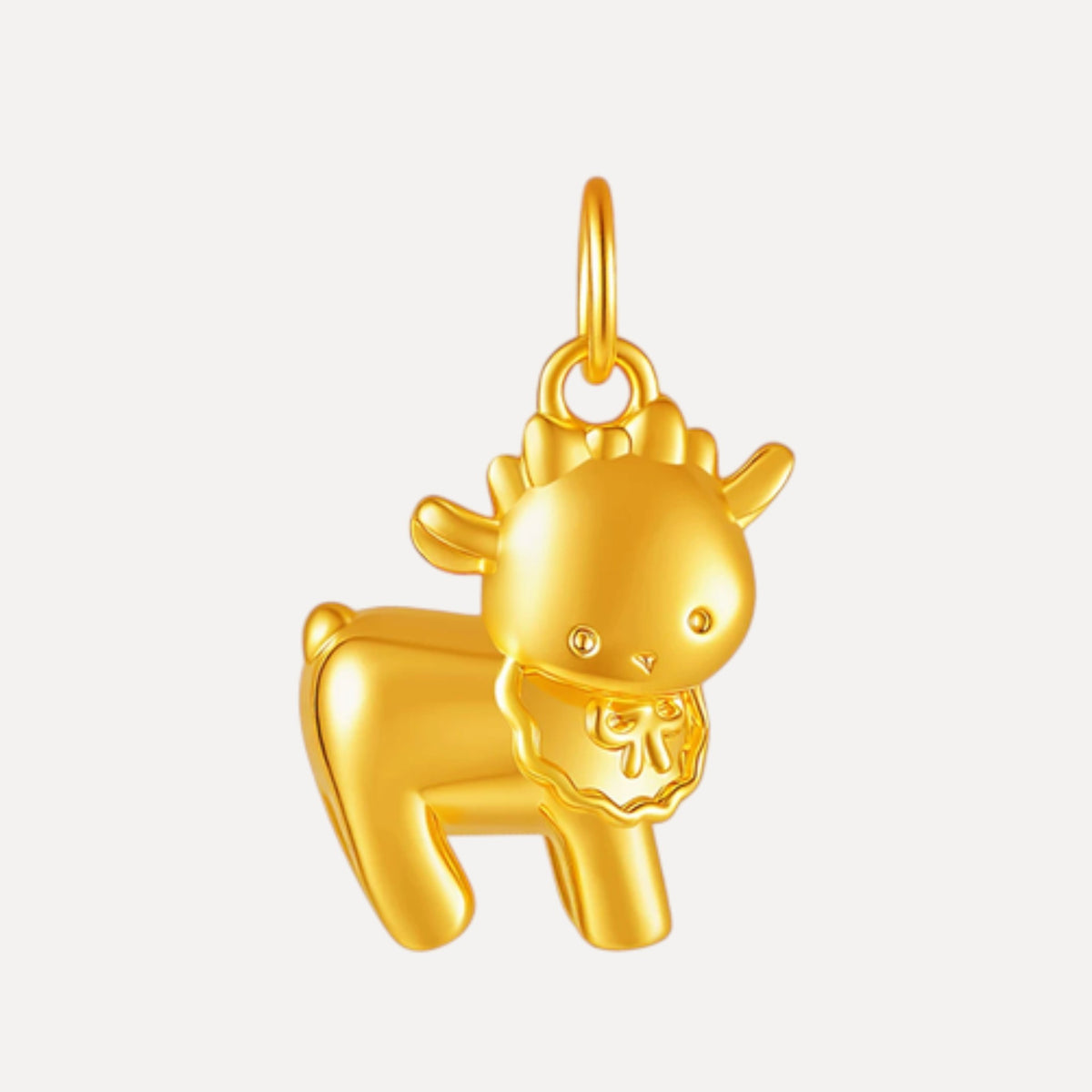 999 24K Gold Chinese Zodiac Sheep Goat Pendant Charm Cute and Playful