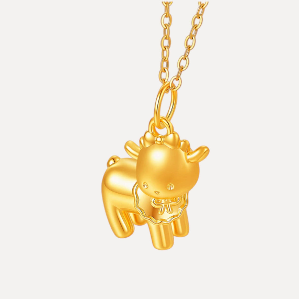 999 24K Gold Chinese Zodiac Sheep Goat Pendant Charm Cute and Playful
