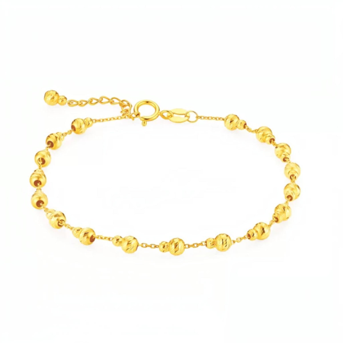 18K Fine Gold Gourd Charms Bracelet and Stud Dangle Earrings