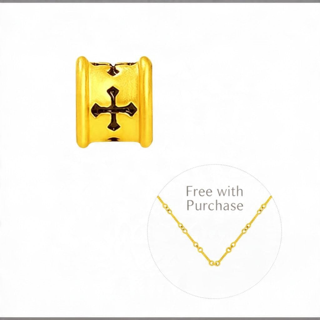 24k 999 Gold Cross Vajra Iris Flower Pendant Spacer Beads Decorative Accessory Unisex D.I.Y Craft