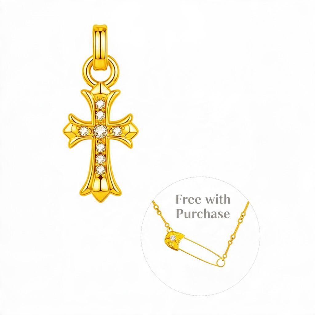 24k 999 Gold Cross Vajra Iris Flower Pendant Spacer Beads Decorative Accessory Unisex D.I.Y Craft