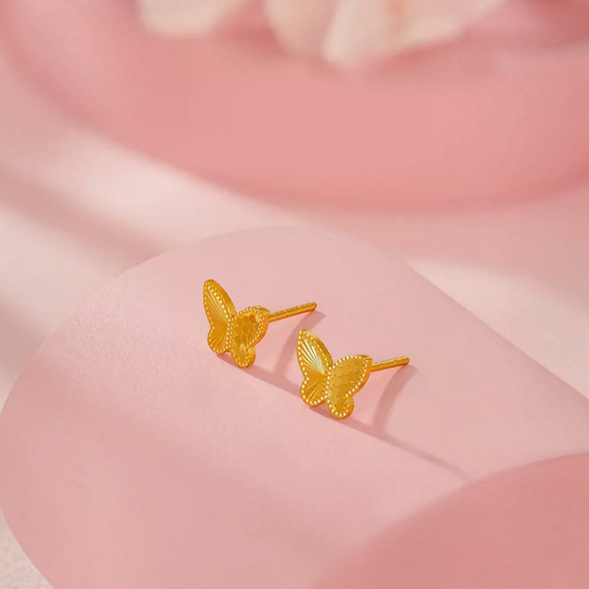 Genuine 24K Gold Butterfly Stud Earrings