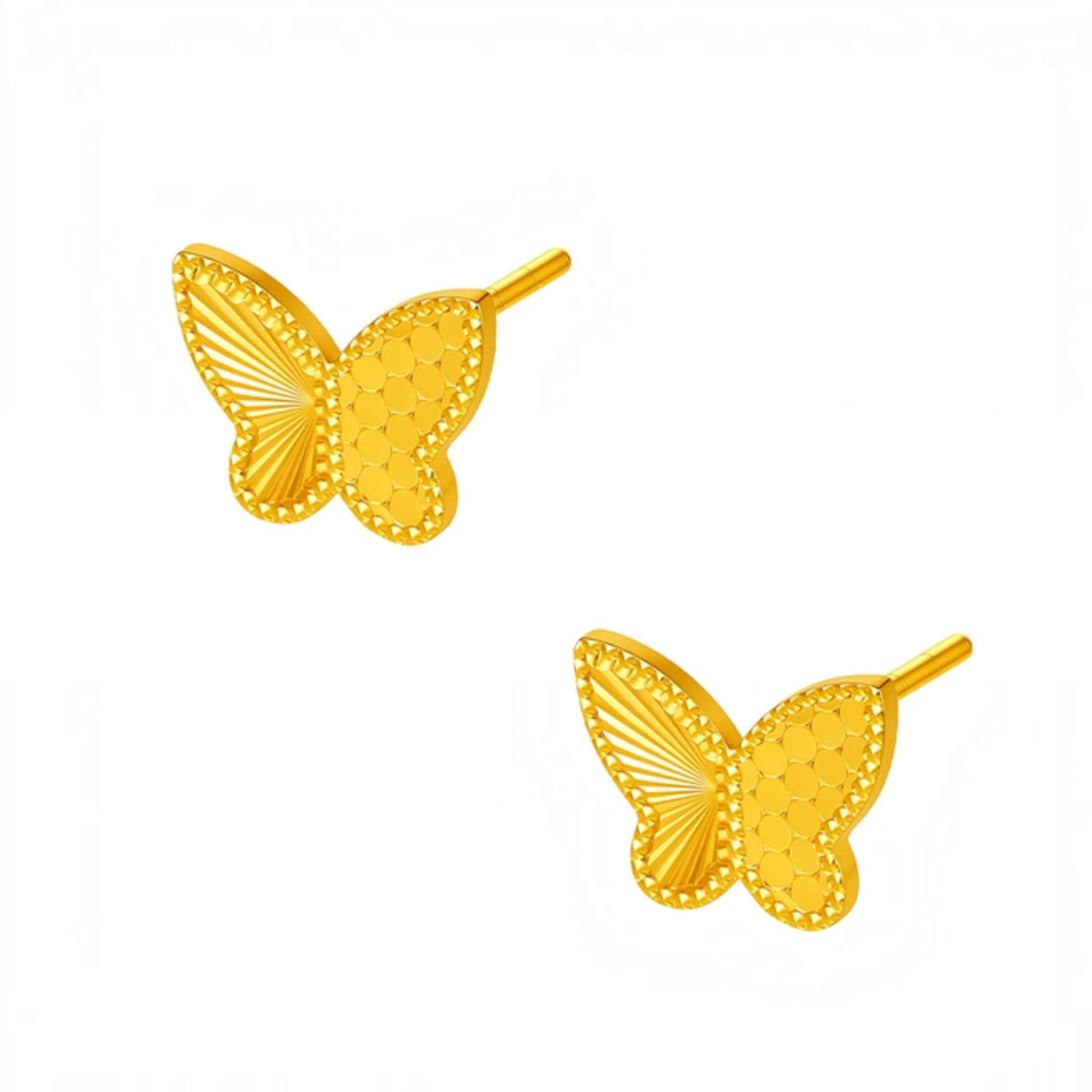 Genuine 24K Gold Butterfly Stud Earrings