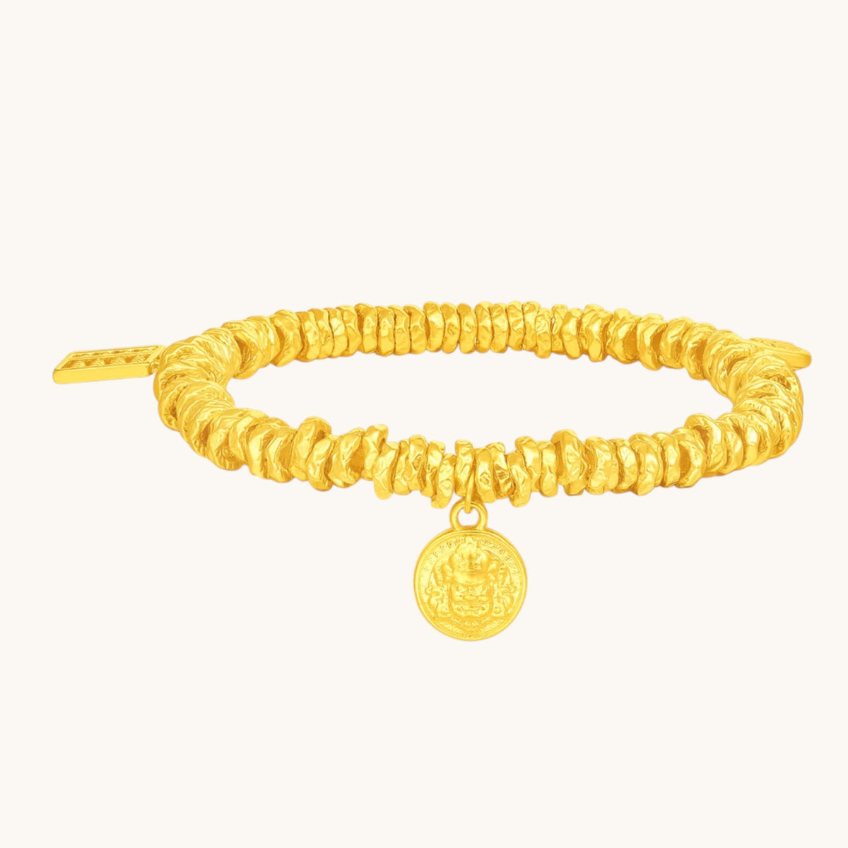 24K 999 Gold God of Wealth Abacus and Fortune Charms Auspicious Bracelet