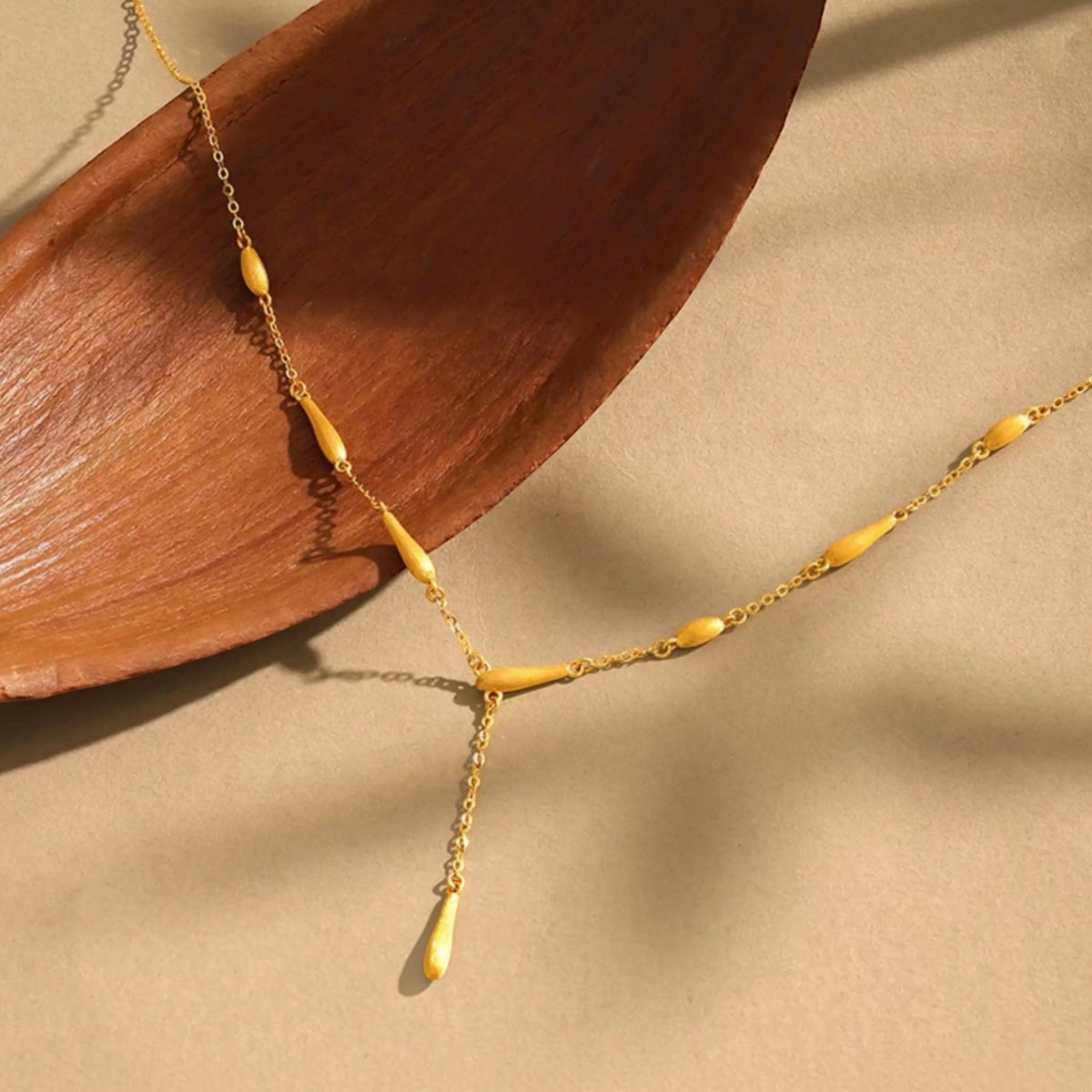 24K Gold Water Drop Charms Necklace