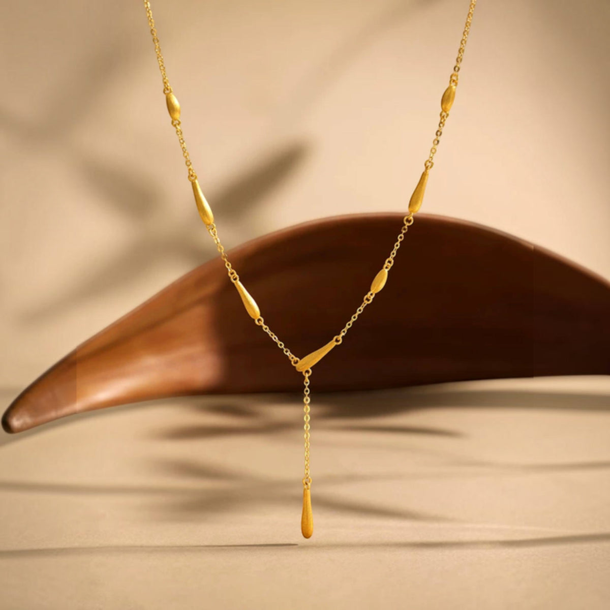 24K Gold Water Drop Charms Necklace