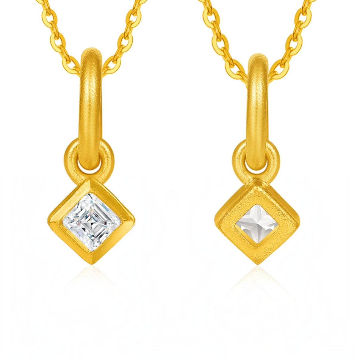 24K Gold Mini Minimal Round Square and Teardrop Charms Pendant