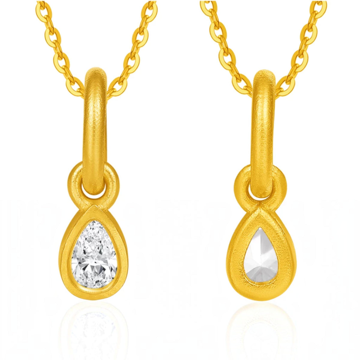 24K Gold Mini Minimal Round Square and Teardrop Charms Pendant