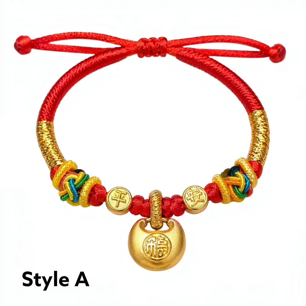 24K 999 Gold Peace and Happiness Lock Charm Adjustable Woven Bracelet Babyshower Kid Birthday Gift
