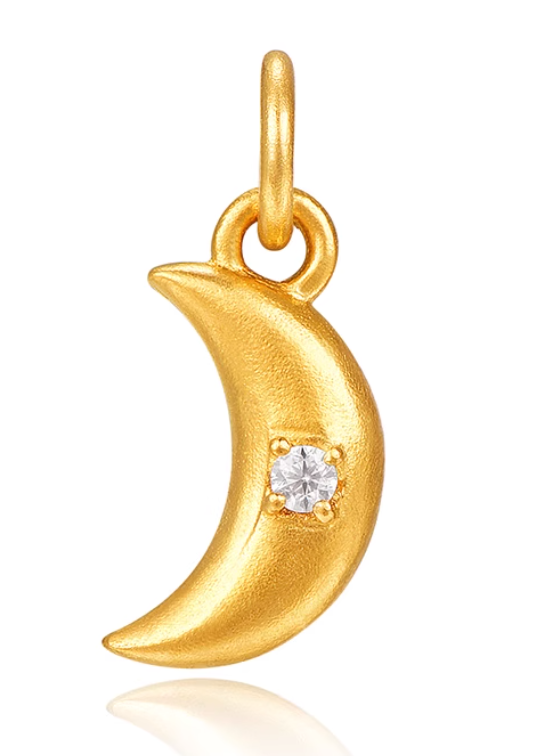 24K Pure Gold Moon Heart Star Charms Pendant - Gypsophila Co.
