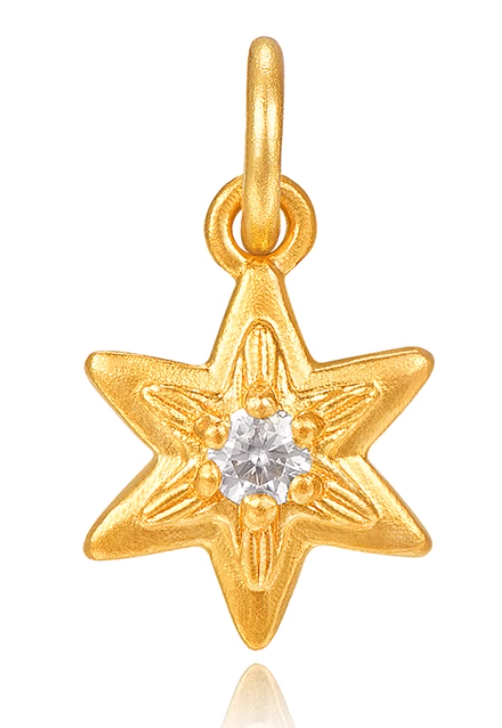 24K Pure Gold Moon Heart Star Charms Pendant - Gypsophila Co.