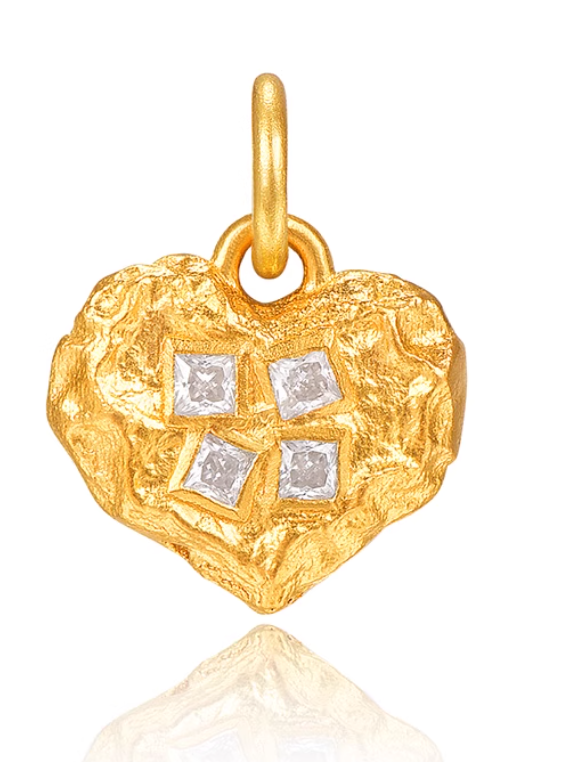 24K Pure Gold Moon Heart Star Charms Pendant - Gypsophila Co.