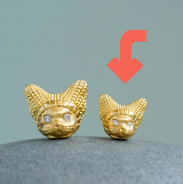 24K 999 Pure Gold Cute Knitted Hat on Kitten Cat D.I.Y Charm Pendant