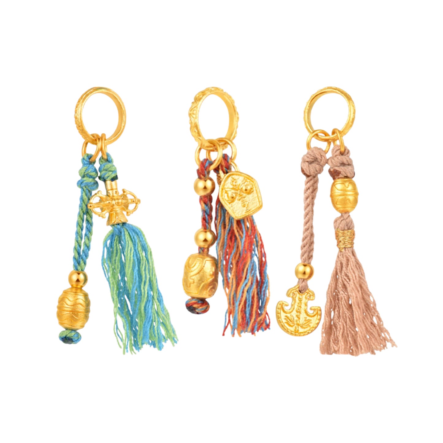 24k Pure 999 Gold Tibetan Da Lok Dzi Bead Style Charm Accessories Pendant