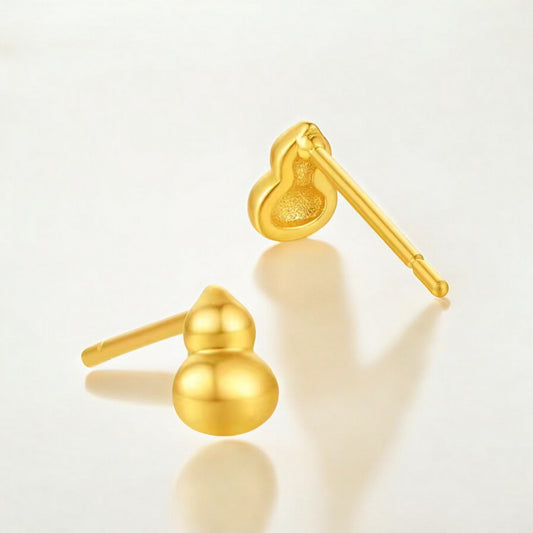 24K 5G Gold Dainty Gourd Stud Earrings