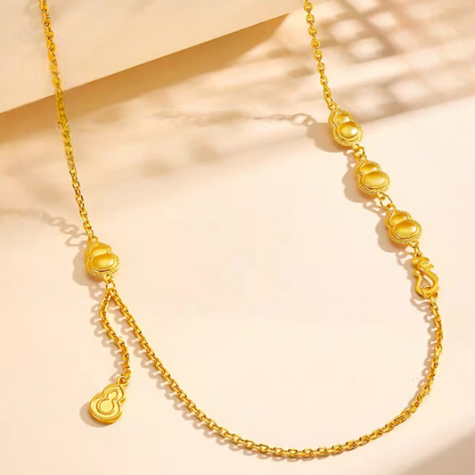 24k Gold Gourd Charm Necklace