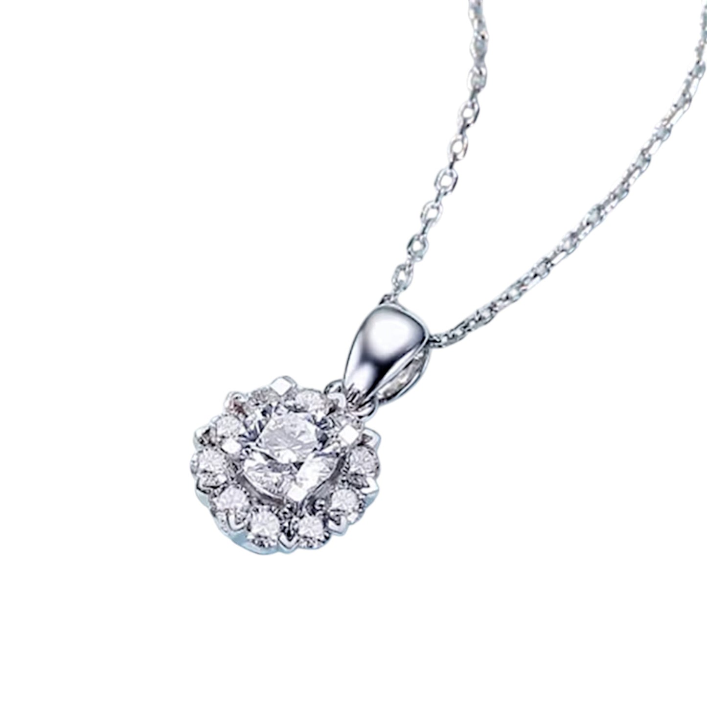 18K White Gold Minimal Diamond Wedding Bridal Stud Earrings and Necklace