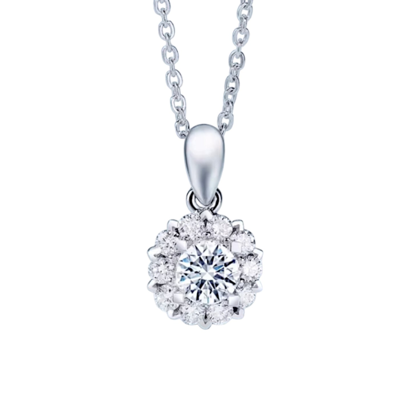 18K White Gold Minimal Diamond Wedding Bridal Stud Earrings and Necklace