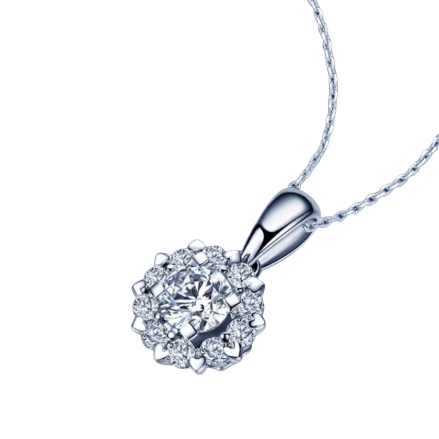 18K White Gold Minimal Diamond Wedding Bridal Stud Earrings and Necklace