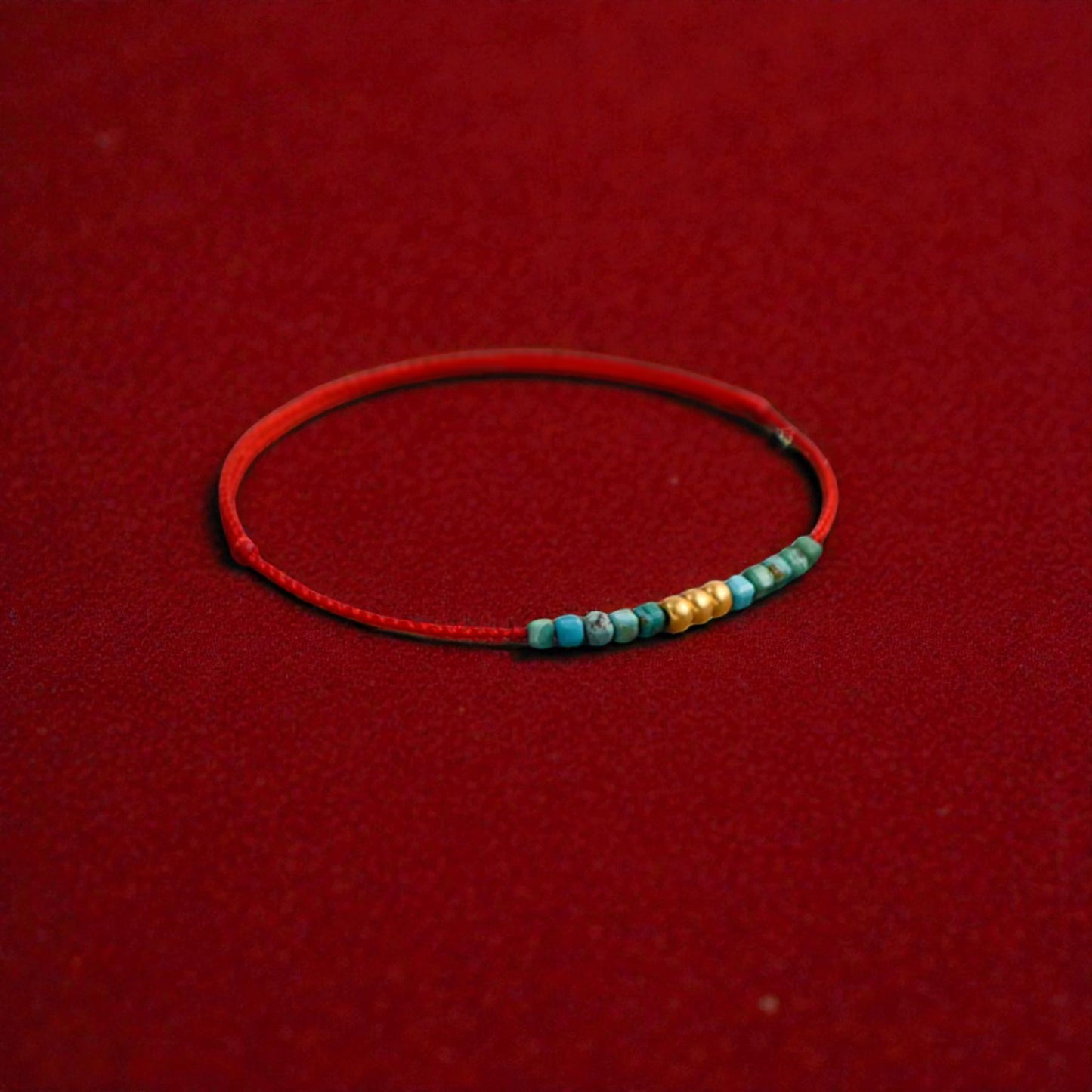 24k 999 Gold Beads Turquoise Fine Red Rope Bracelet and Anklet for Men and Women