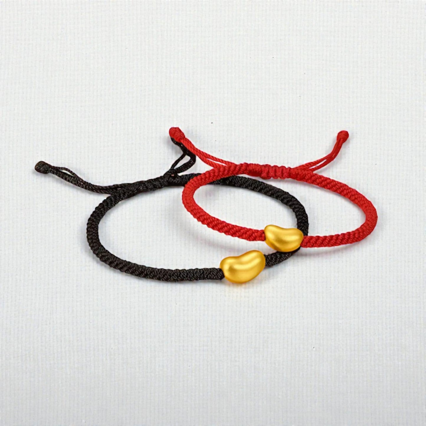 24K 999 Gold Couple Men Women Red Bean Charm Rope Bracelet