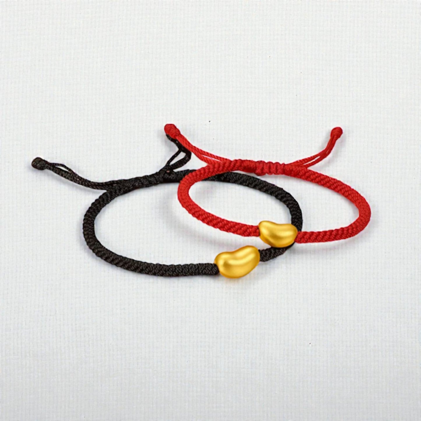 24K 999 Gold Couple Men Women Red Bean Charm Rope Bracelet