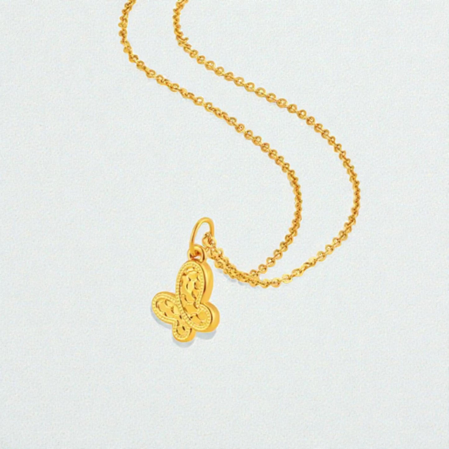 24k 999 5D Hard Gold Mini Gourd Clover Star and Butterfly Charm Pendant