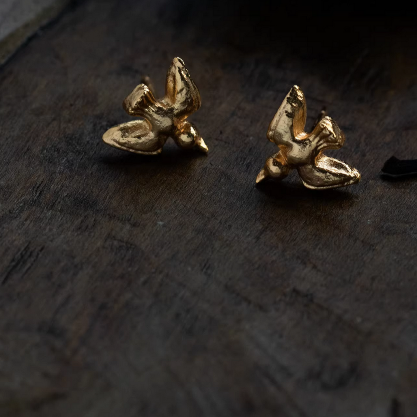 24K 999 Pure Gold Mini Bird Freedom Minimal Stud Earrings