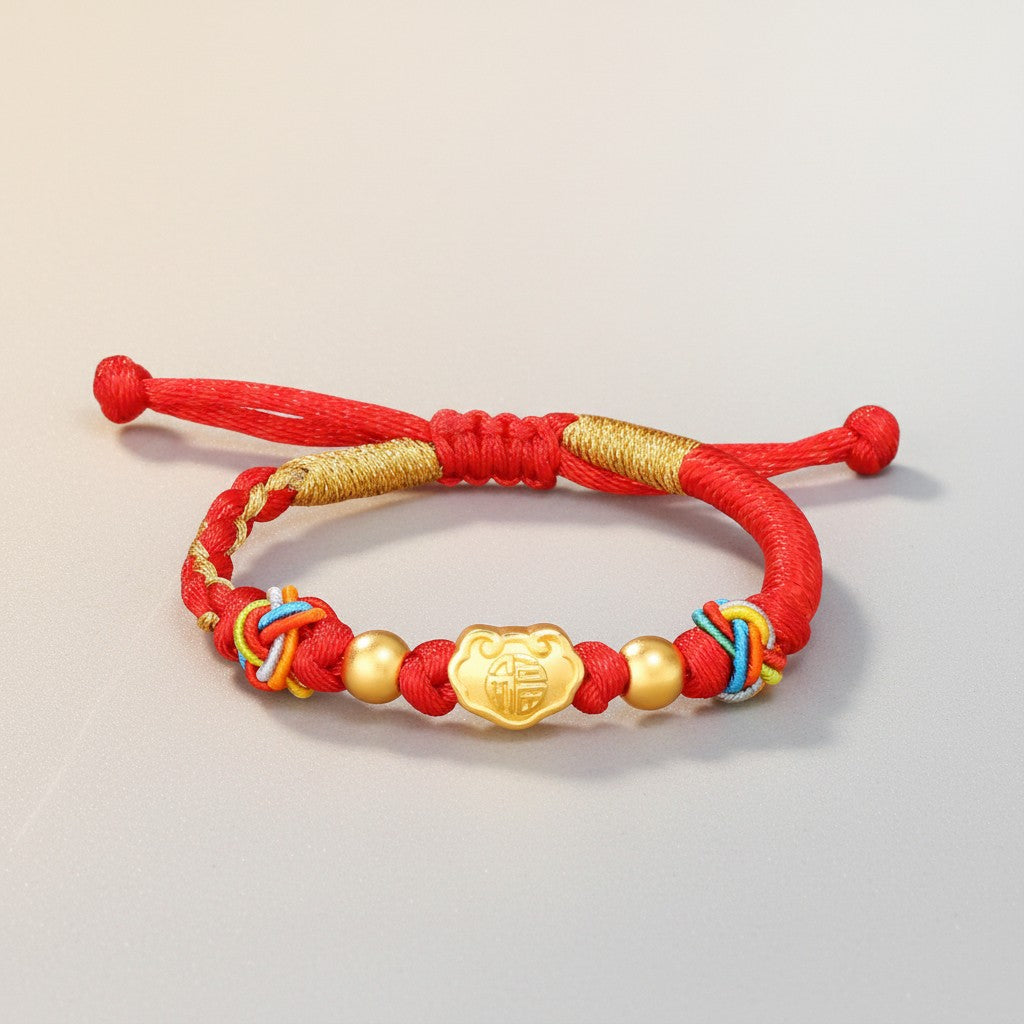 24K 999 Gold Lucky Cloud Blessing Charm Weaving Bracelet Kid Baby Gift Babyshower