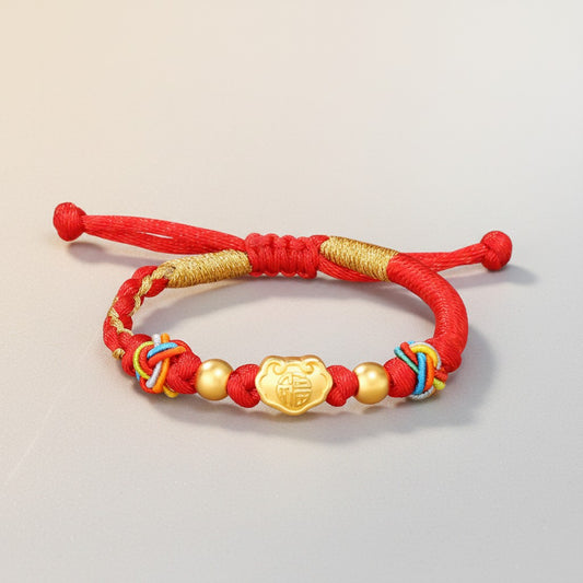 24K 999 Gold Lucky Cloud Blessing Charm Weaving Bracelet Kid Baby Gift Babyshower