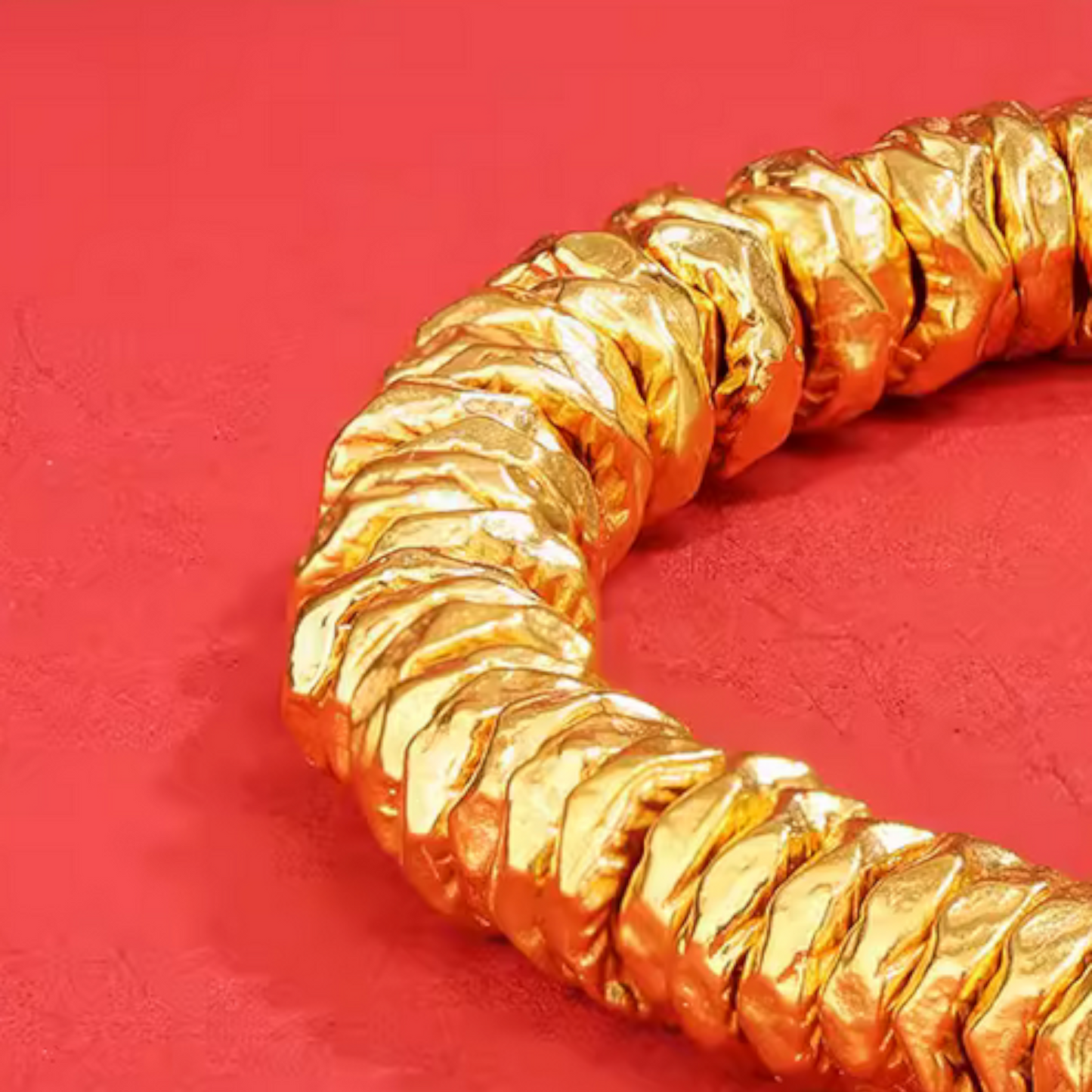 24K 999 Gold Button Charm and Beads Weaving Bracelet