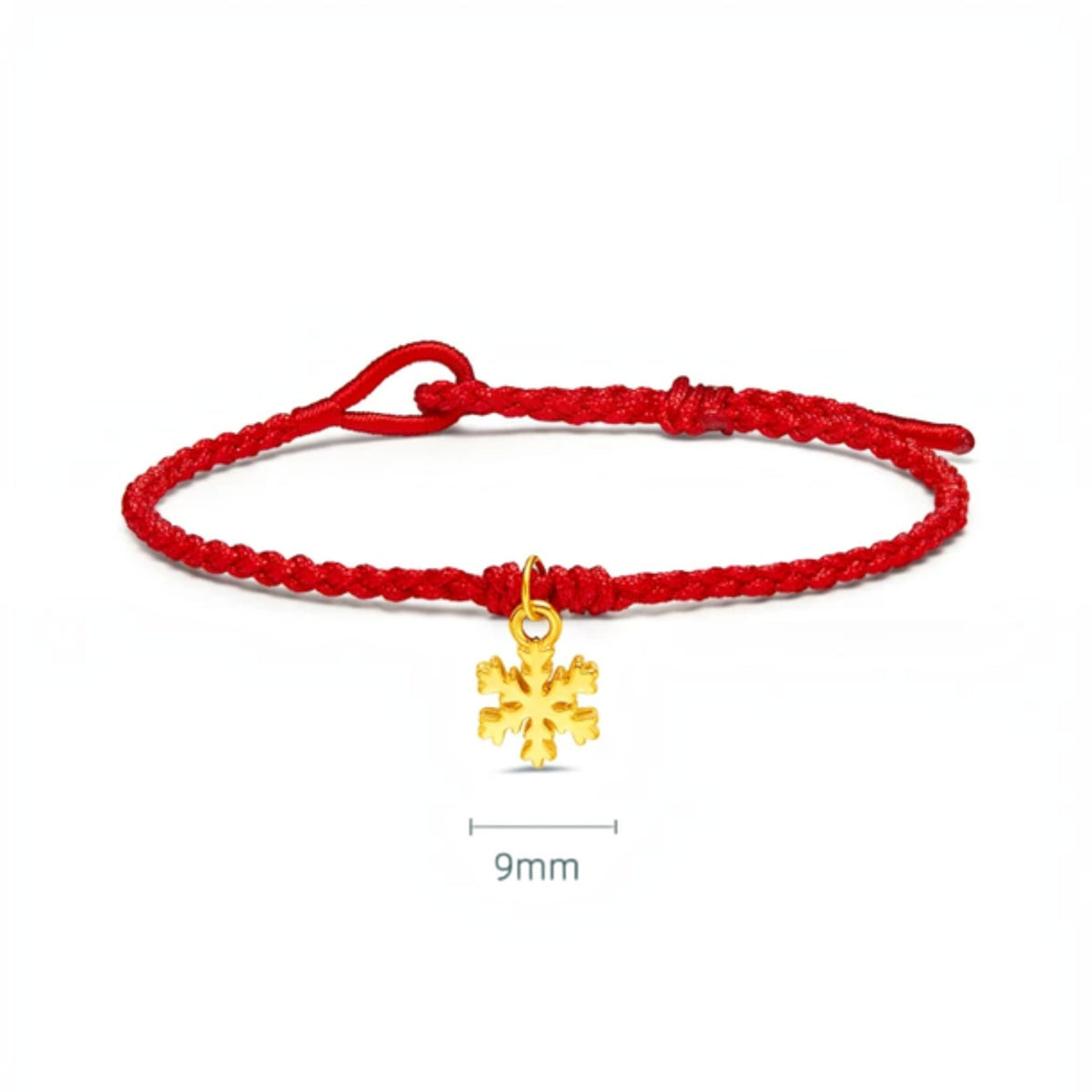 24k 999 Christmas Snowflake Mini Charm Holiday Gift Cord Adjustable Bracelet