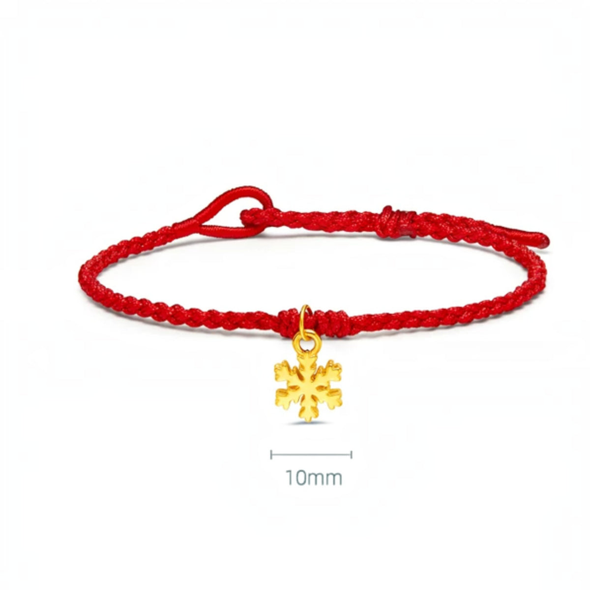 24k 999 Christmas Snowflake Mini Charm Holiday Gift Cord Adjustable Bracelet