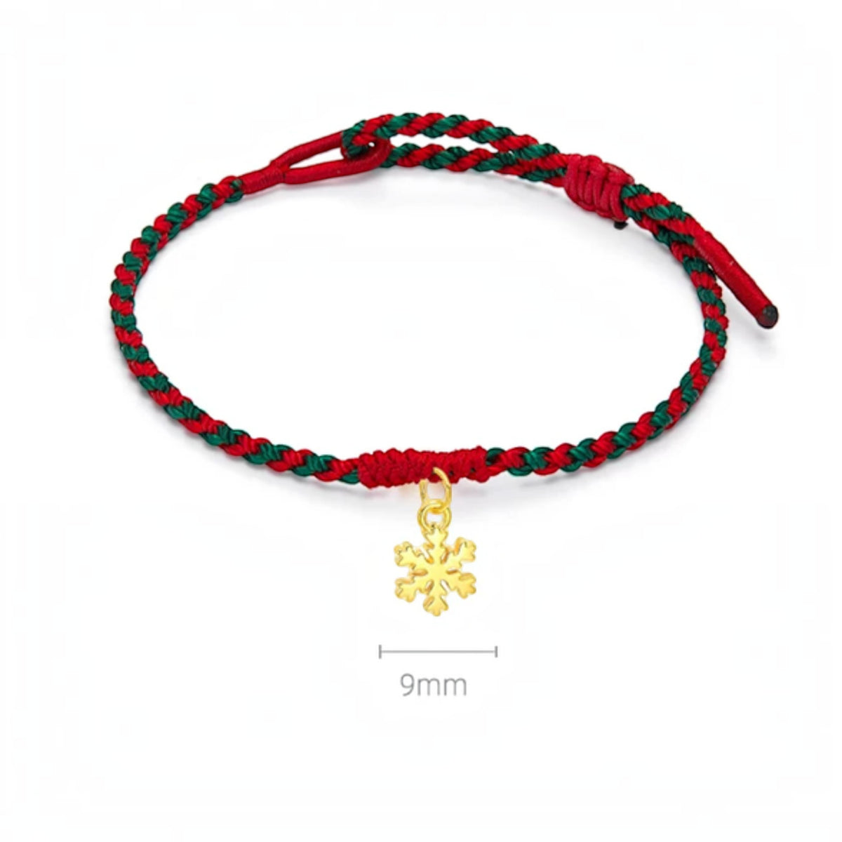 24k 999 Christmas Snowflake Mini Charm Holiday Gift Cord Adjustable Bracelet