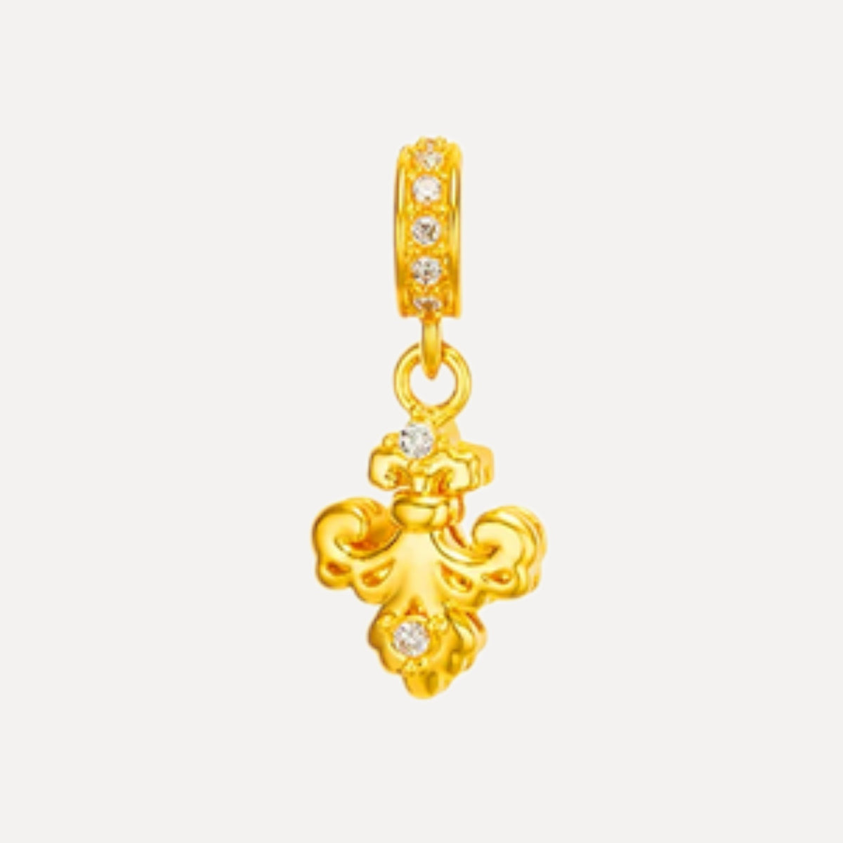 24k 999 Gold Cross Vajra Iris Flower Pendant Spacer Beads Decorative Accessory Unisex D.I.Y Craft
